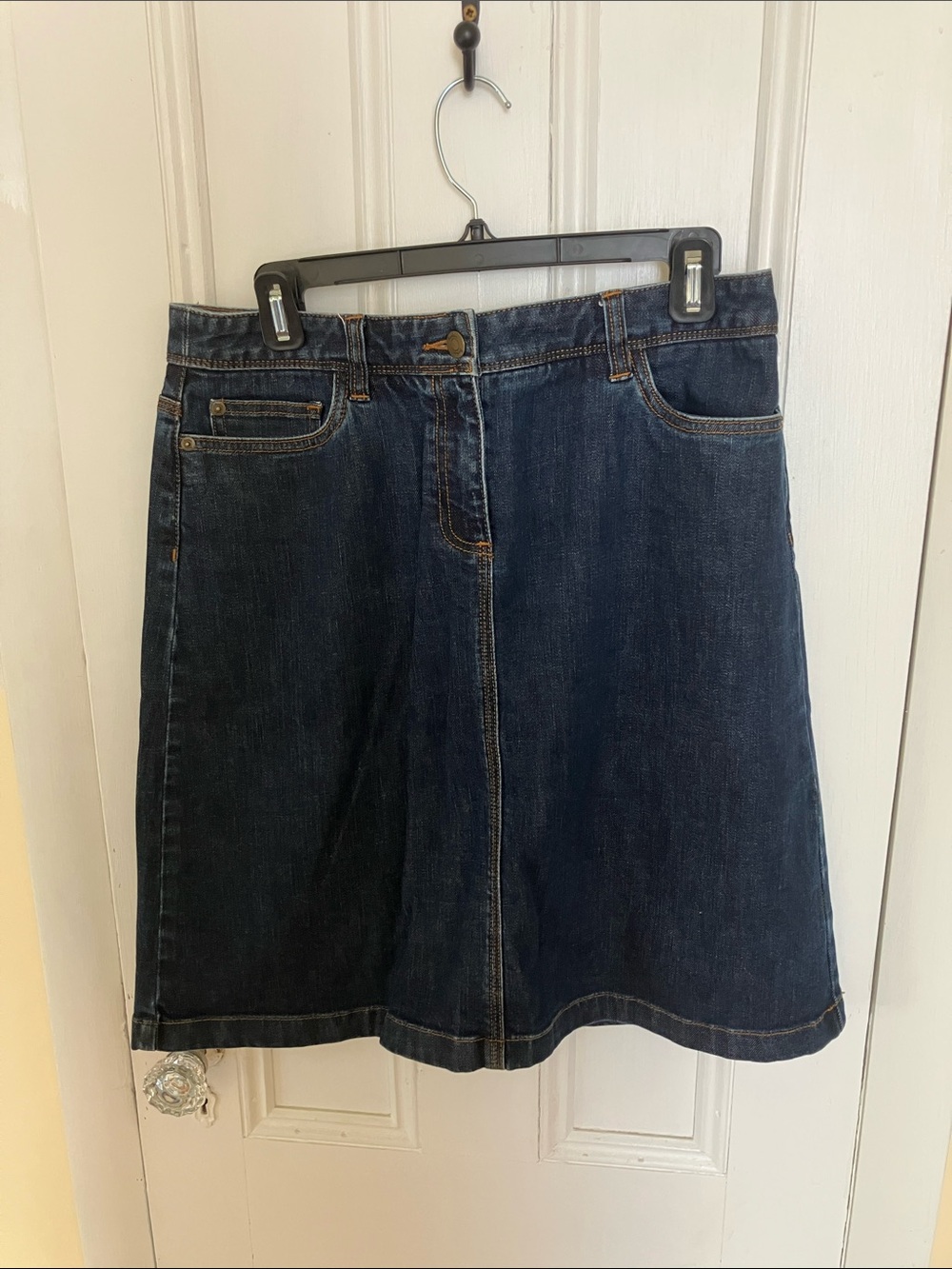 Boden Dark Blue Denim A-Line Skirt